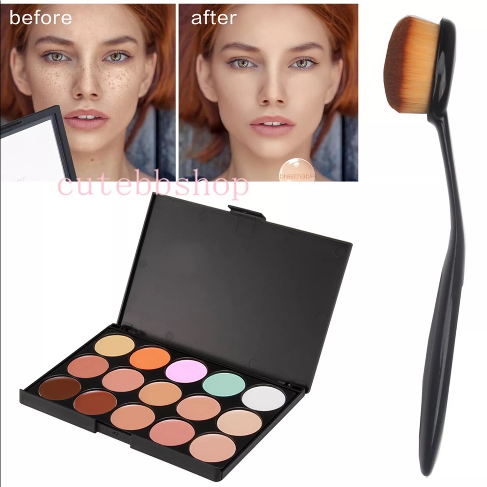 New 15 Colors Contour Palette+Ovals Makeup Brush
